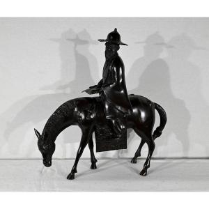 “le Cavalier” Bronze Set, China – Early 20th Century