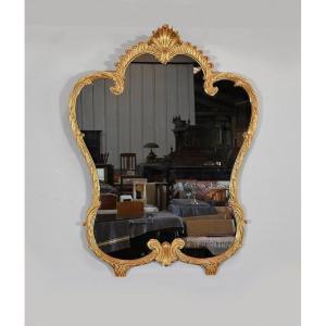 Important Mirror In Golden Wood, Louis XV Style - Mid 20th Century