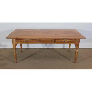 Farmhouse Table In Solid Cherry - 2nd Half Of The Nineteenth