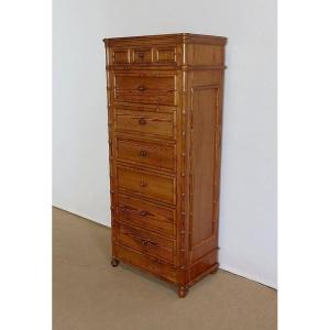 Bamboo Spirit Semainier In Solid Pitchpin, Art Nouveau - 1900