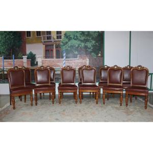 Suite Of 12 Oak Chairs Nineteenth