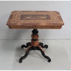 Small Inlaid Pedestal Table, Napoleon III Period - Nineteenth