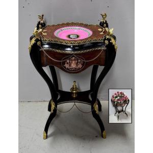 Planter In Cedar Bramble Veneer And Blackened Wood, Napoleon III Period - Nineteenth