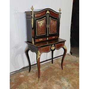 Small Cabinet In Boulle Marquetry, Napoleon III Period - Mid-19th Century