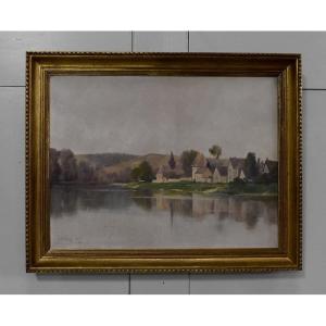 Painting On Canvas With Golden Frame, By A. Delahogue - 1892