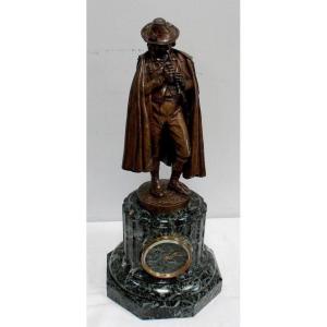 Bronze And Marble Pendulum “the Pied Piper”, From Ca. Calmels – 2nd Part 19th Century