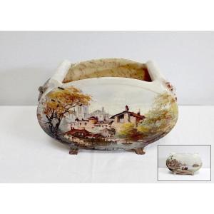 Ceramic Painted Planter, Signed E. Gilles - Nineteenth