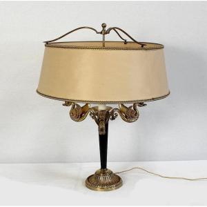 Important Golden Brass Lamp, Empire Style - Early Twentieth