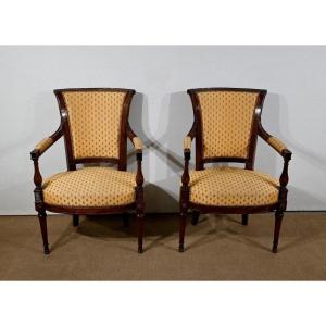 Paire De Fauteuils En Acajou, Style Louis XVI – 2ème Partie XIXe