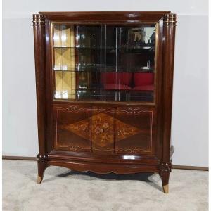 Showcase Cabinet In Rio Rosewood, Attributed To J. Leleu, Art Deco - 1940