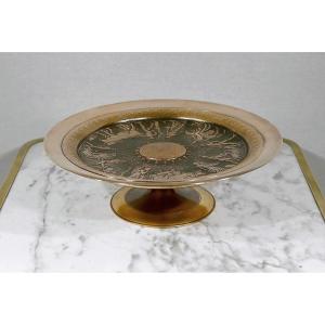 Tazza Cup In Gilt Bronze, Signed F. Levillain, F. Barbedienne - Nineteenth