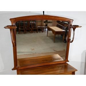 Mahogany Console Mirror, Majorelle Spirit, Art Nouveau - 1900
