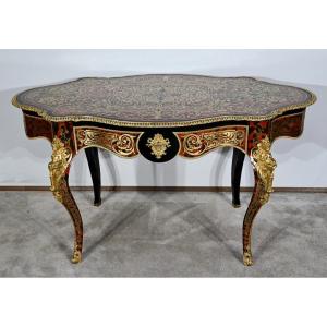 Violin Ceremonial Table In Blackened Pear Tree, Boulle Style, Napoleon III Period - Mid-19th Century