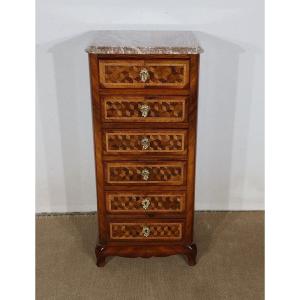 Small Chest Of Drawers In Precious Wood Marquetry, Napoleon III Period - Mid-19th Century