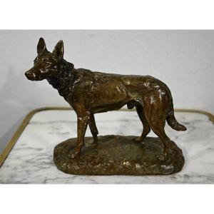 Bronze "the German Shepherd", After Pa. Laplanche - Early 20th Century