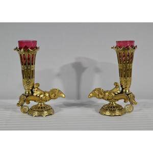 Pair Of Bronze Rython Vases - 1st Part Nineteenth