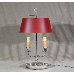 Bouillotte Lamp In Silver Metal - Early Twentieth