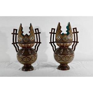 Important Cloisonné Ceramic Vases, Hispano-moorish - Late Nineteenth