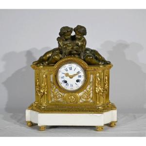 Pendulum In Bronze And Marble, Louis XVI Style, Napoleon III Period - Mid-19th Century