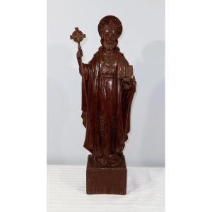 Importante Statue Du Christ En Châtaignier – Fin XIXe