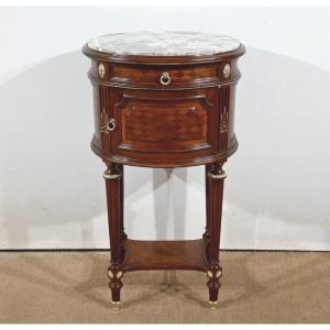 Mahogany Tambour Table, Maison Lalande, Louis XVI Style - Late 19th Century
