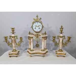 Marble And Bronze Fireplace Set, Louis XVI Style - Nineteenth