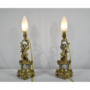Pair Of Candlesticks In Gilt Bronze, Napoleon III Period - Mid-19th Century