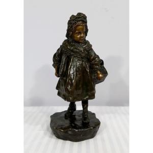 Bronze “the Schoolgirl”, By J. Cardona, After Pascau – Early 20th Century