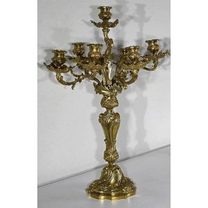 Important Candelabra In Gilt Bronze, Louis XV Style – Late 19th Century