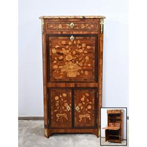 Small Secretary In Mahogany And Amaranth, Louis XVI – 18th Century