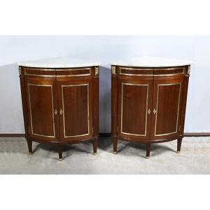 Pair Of Mahogany Corner Cabinets, Louis XVI – 18th Century