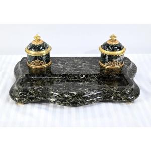 Inkwell In Marble And Bronze, Empire Style – 1st Part 19th