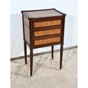 Small Chiffonnière Table In Mahogany And Amboyna Burl, Louis XVI Period – Late 18th Century