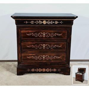 Small Commode In Rio Rosewood And Marquetry, Charles X Period - Early 19th Century