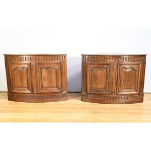 Pair Of Important Property Corners In Walnut, Regency Style – 18th Century