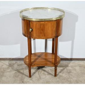 Small Drum Table In Walnut And Mahogany, Louis XVI Style – 2nd Part 19th
