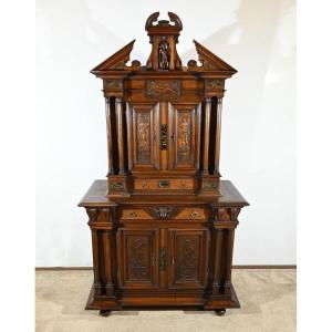 Small Two-body Buffet In Solid Walnut, Renaissance Style – Mid-19th Century