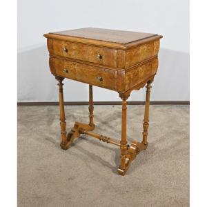 Rare Small Chiffonnière Table In Speckled Amboyna And Cherry, Louis Philippe Period – 1st