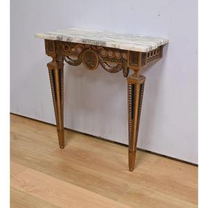 Small Carved Wooden Wall Console, Louis XVI Style, Napoleon III Period – Mid-19th Century