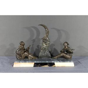 Spelter Sculpture Of Pierrot And Colombine - Early 20th Century
