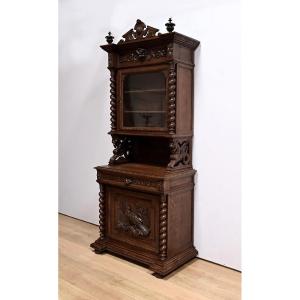 Narrow Oak Display Cabinet, Louis XIII Style – Late 19th Century