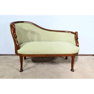 Small Mahogany Daybed With Backsplash, Return From Egypt Style – Early 20th Century