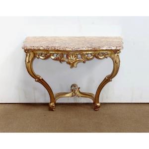 Gilded Wood Wall Console, Louis XV Style – Mid 20th Century