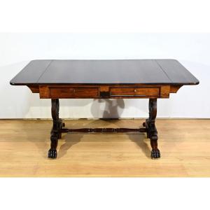 Solid Rosewood Shuttered Desk Table, Restoration Period – Early 19th Century