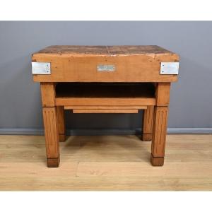 Solid Beech Butcher's Block, X.aubert Factory – 1950