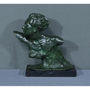Bronze “jean Mermoz” By F. Focht, Art Deco – 1930