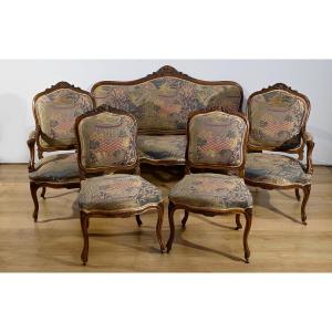 Walnut Living Room, Louis XV Style – 1920