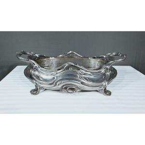 Silvered Bronze Planter, Victor Saglier, Art Nouveau – Late 19th Century