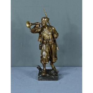 Bronze "the Zouave Trumpeter" By E. Carlier - Early 20th Century