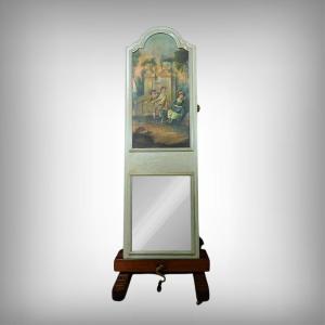 Painted Wooden Trumeau Mirror, Louis XV Style - 1st Part Of The 20th Century